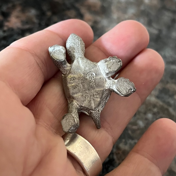 Vintage 80s Spoontique Cast Pewter Turtle - Picture 5 of 5